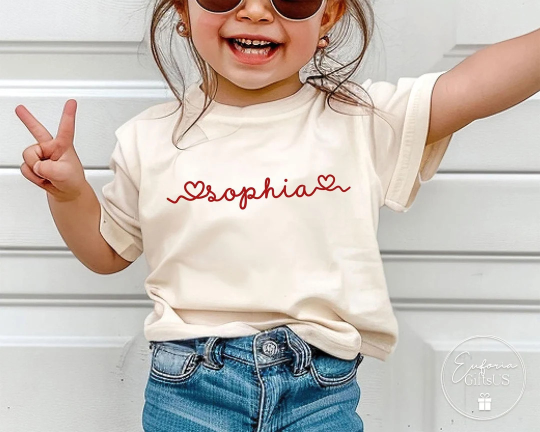 Personalized Valentine Kids Name Shirt, Custom Valentine Toddlers, Valentine's Day Gift, Cute Bab... | Etsy (US)