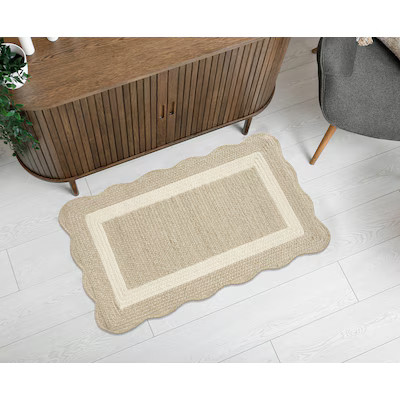 allen + roth Wavy Wheat 2 x 3 (ft) Braided Polypropylene Natural Ivory Rectangular Indoor Throw r... | Lowe's