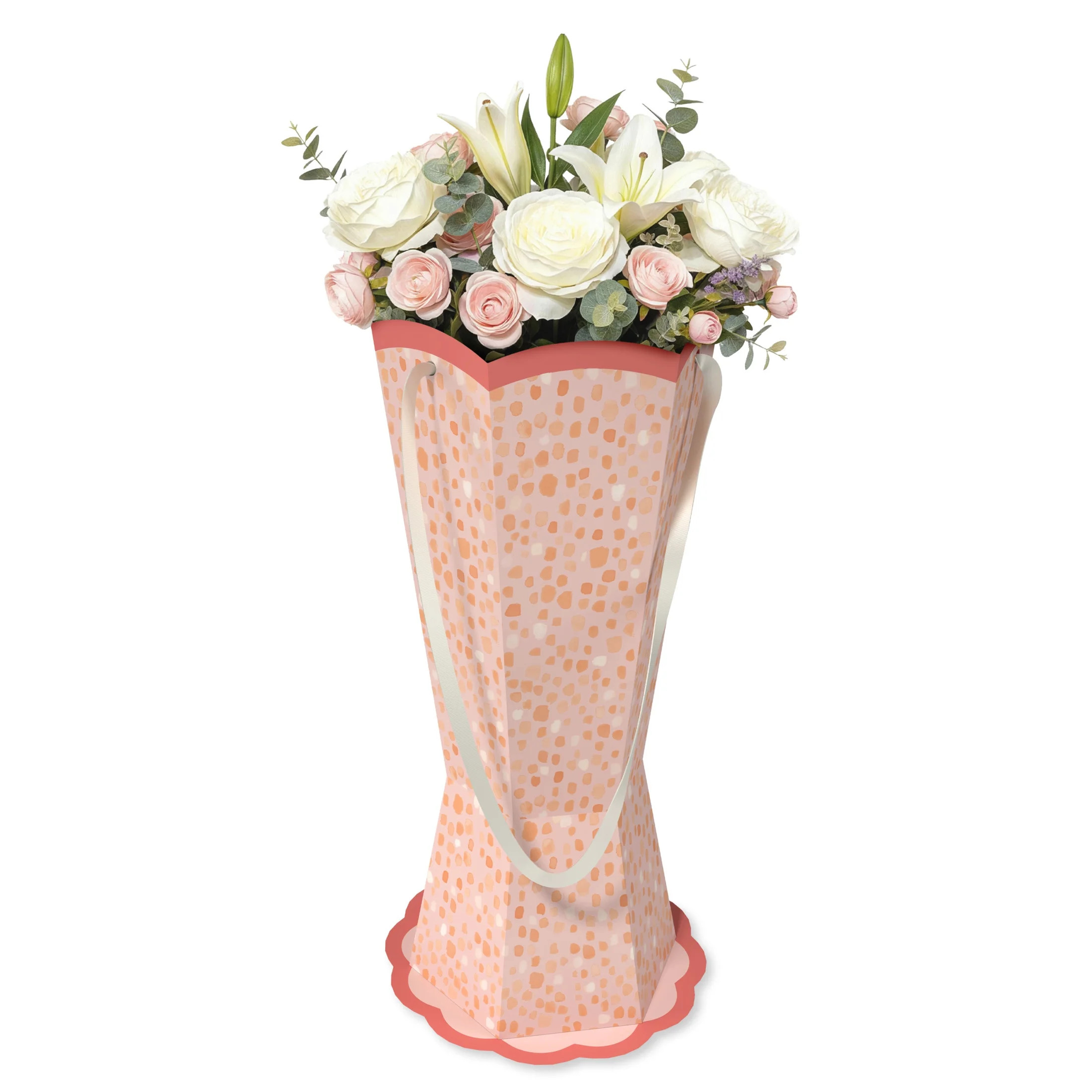 American Greetings 12 in. Mother's Day Floral Bouquet Vase Gift Bag, Pink Dots (1-Count) - Walmar... | Walmart (US)