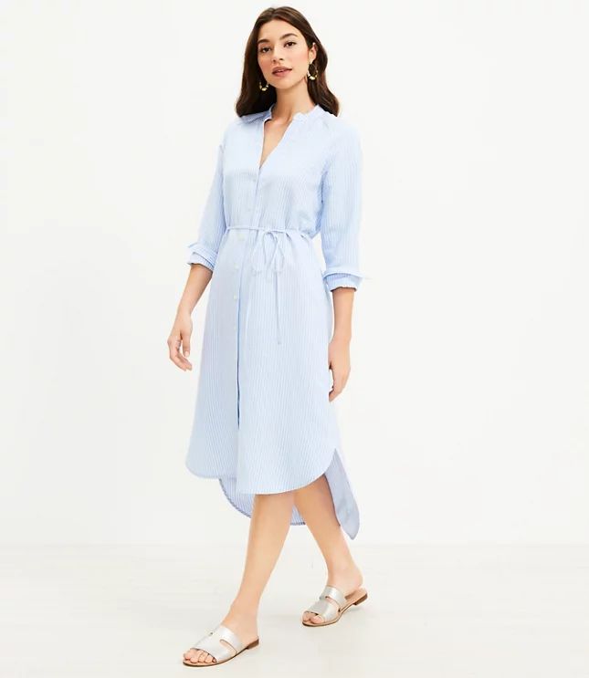 Petite Striped Hi-Lo Shirtdress | LOFT