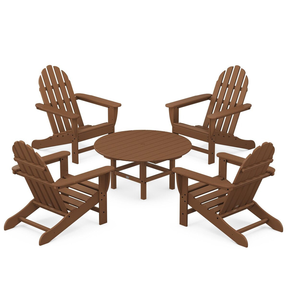 POLYWOOD Classic Adirondack 5 Pc Recycled Plastic Seating Set in Teak by - PWS704-1-TE | BBQ Guys