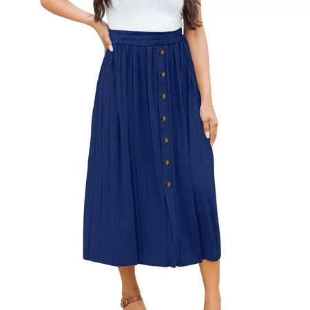 Eashery Women Skirts Solid Casual Boho Skirts Blue M | Walmart (US)