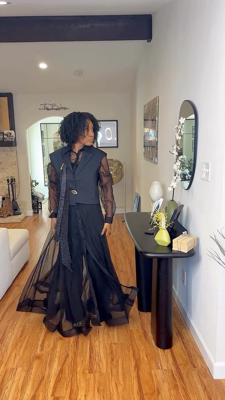 The see through dress that will make you swoon!

I’m busy making my outfit church “appropriate”! Because being modest does not mean drab.

- I used a brooch instead of the button to make my vest more fitted.
- I pinned my tie and a belt to my vest to add drama.
- Wore my leopard print heels to add a lil spice

Look for a repeat of this dress. 🥷

————
How to dress over 50, how to make a see-through dress modest, what to wear to church, styling black on black, #dallasblogger #over50style #naturalhairjourney 

#LTKMidsize #LTKStyleTip #LTKOver40