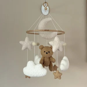 Baby Mobile “ted” Made of Boucle With Teddy Bear in Neutral Colors With Moon, Stars, Clouds, ... | Etsy (US)