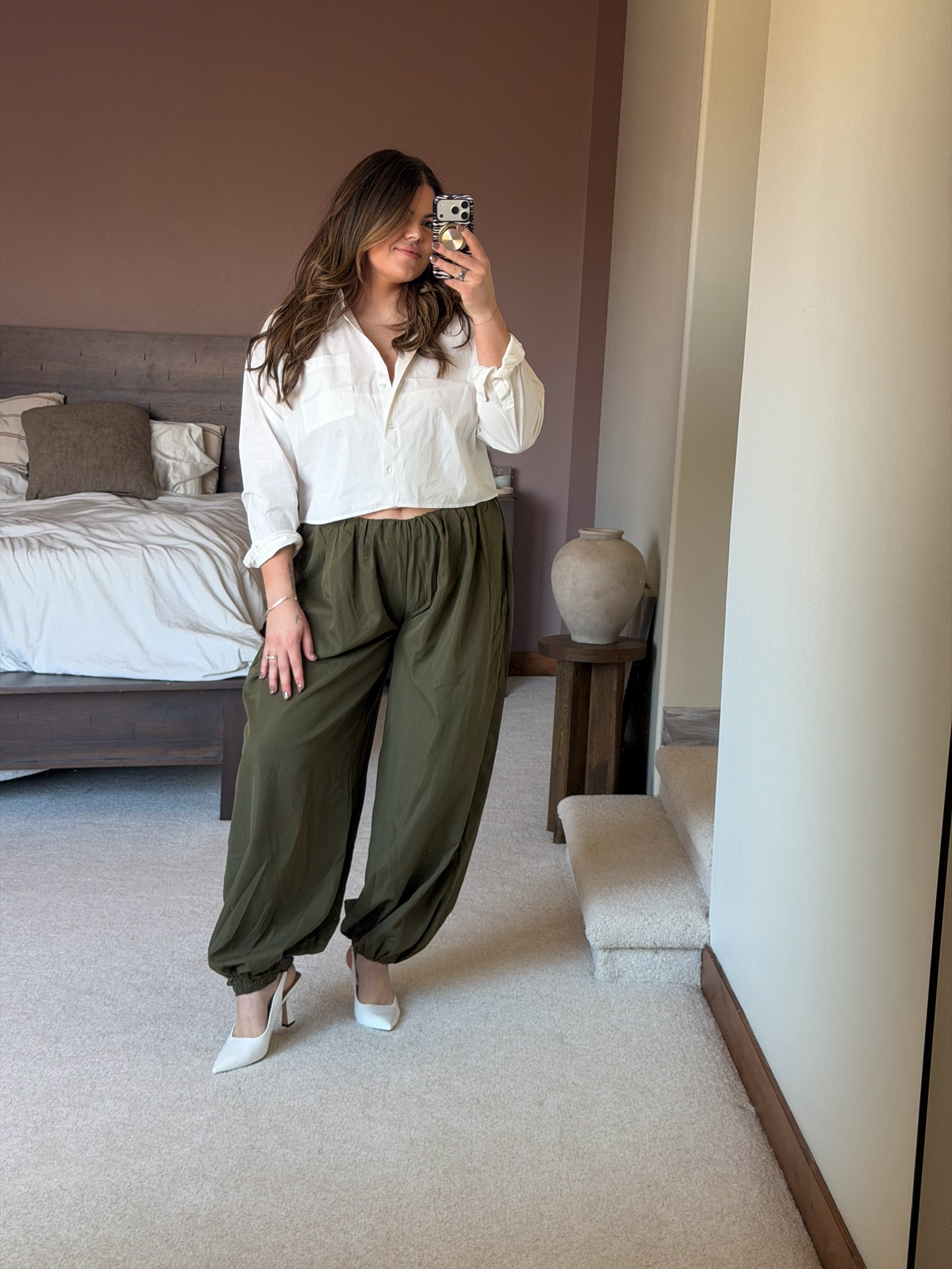 Casual outfit that I packed for New York City, could work for a night owl or date night with heels or swap for sneakers for a daily look. 

Size large in the balloon pants, size XL in the cropped poplin shirt

#LTKWorkwear #LTKNYFW #LTKMidsize