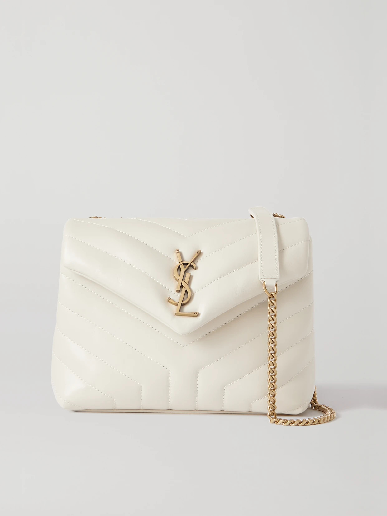 SAINT LAURENT - Loulou Small Quilted Leather Shoulder Bag - White | NET-A-PORTER (US)