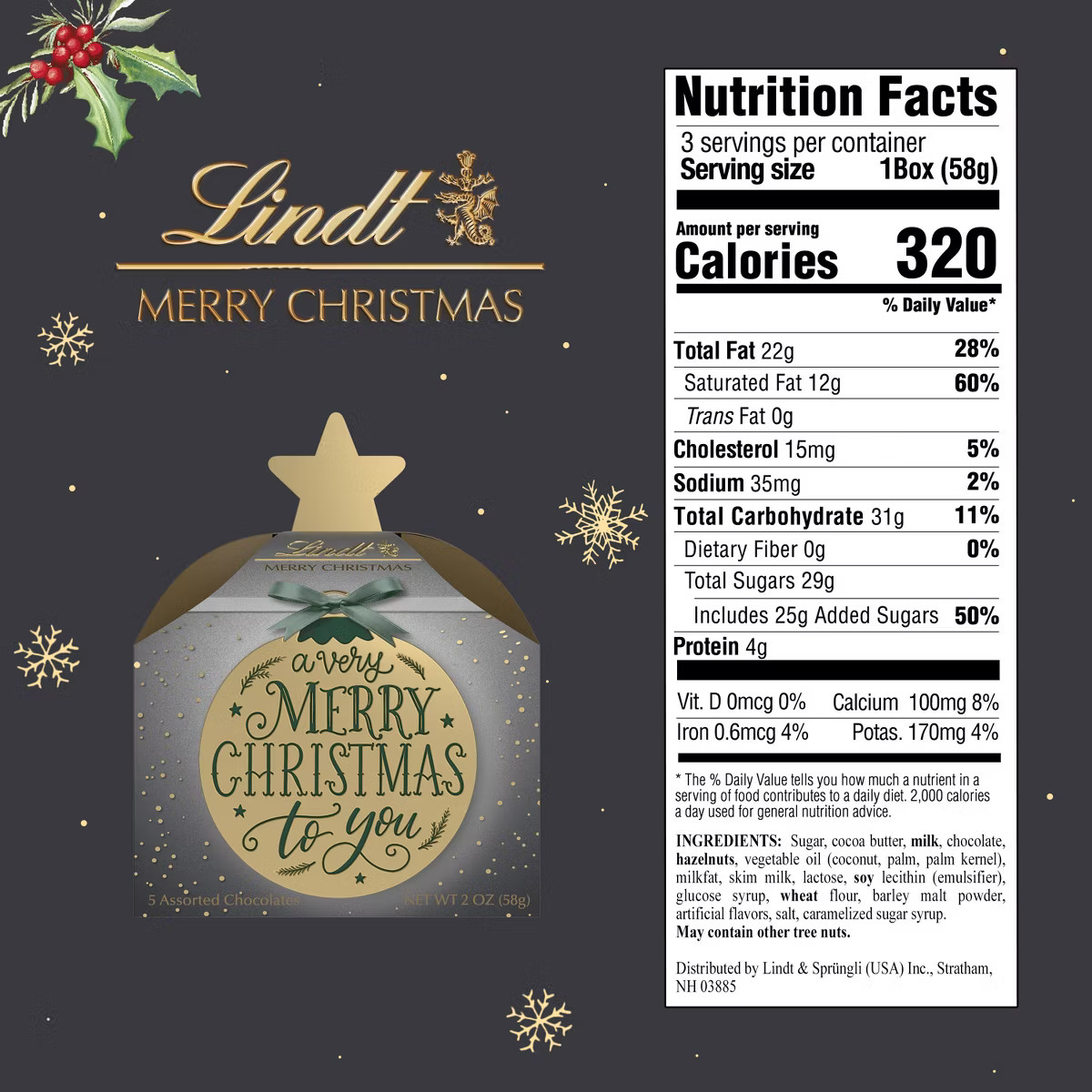 Lindt Calligraphy Holiday Cube - 2oz | Target