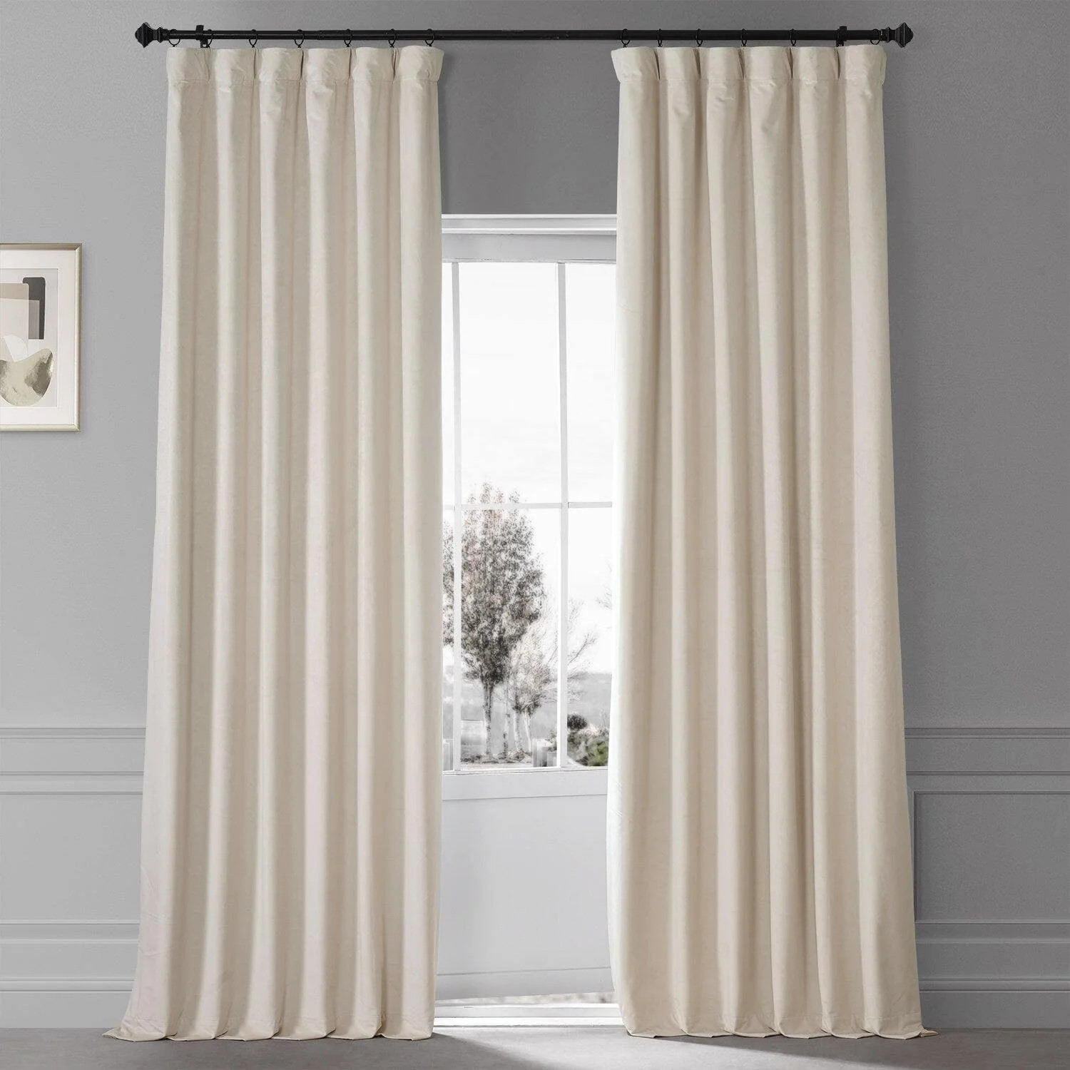 Diva Cream Signature Plush Velvet Hotel Blackout Curtain | Half Price Drapes