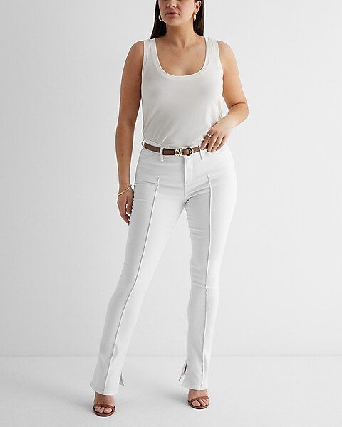 Mid Rise White Pintuck Skyscraper Jeans | Express