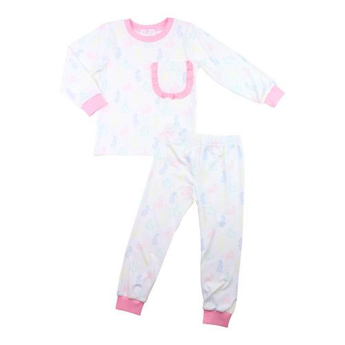 Pink Bunny Scene Knit Pajamas | Cecil and Lou