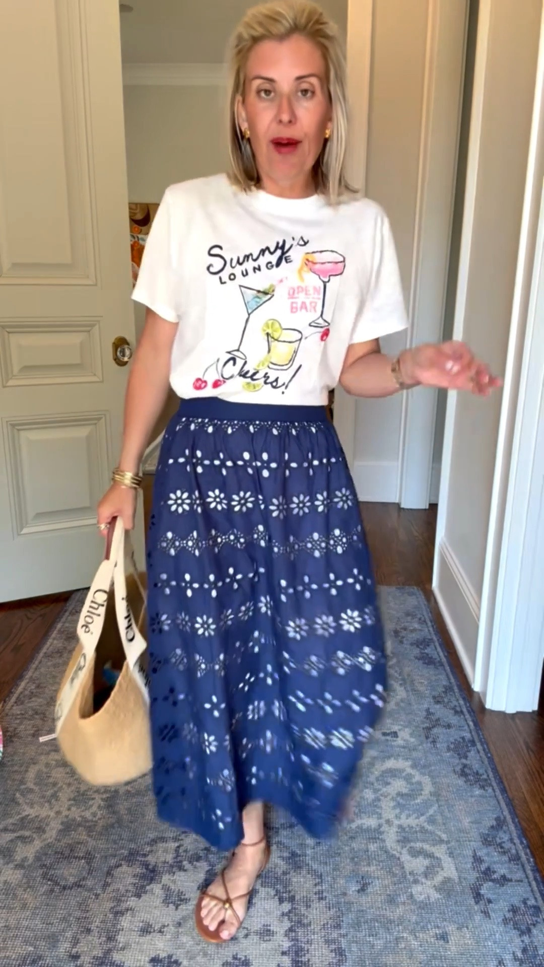 Graphic tee for the win and this skirt is really really good. It’s fully lined and can be dressed up or down.
I’m in small tee & skirt and 8 sandal.

#LTKdayinmylife #LTKSeasonal #LTKOver40
