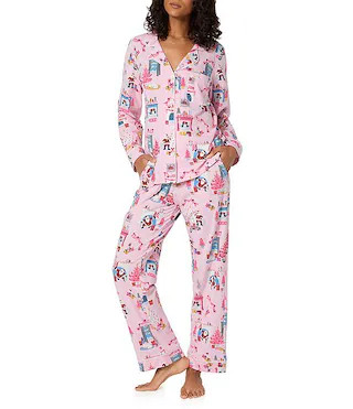 Bedhead Holiday Must Be Santa Print Long Sleeve Notch Collar Knit Long Holiday Pajama Set | Dilla... | Dillard's