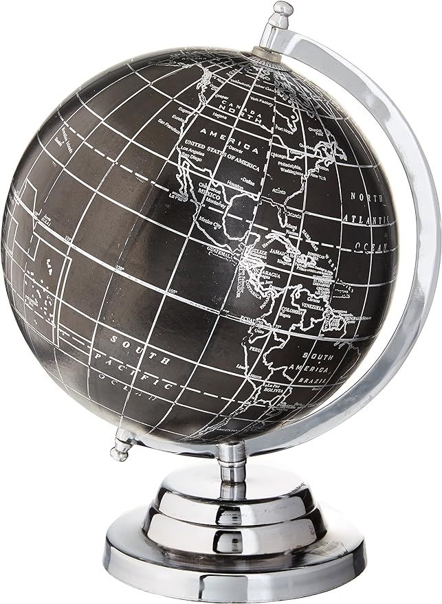 Hosley 12" High Black & Silver Tabletop Decorative Map Globe. Ideal Gift for Wedding, Teacher, Co... | Amazon (US)