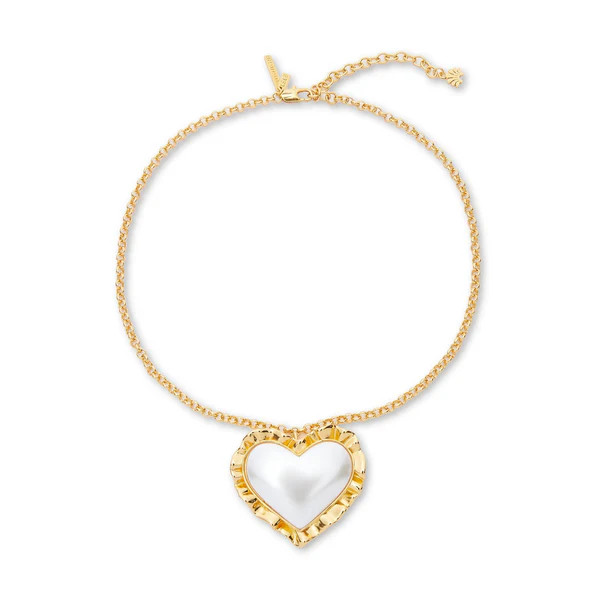 PEARL HEART RUFFLE PENDANT NECKLACE | LELE SADOUGHI