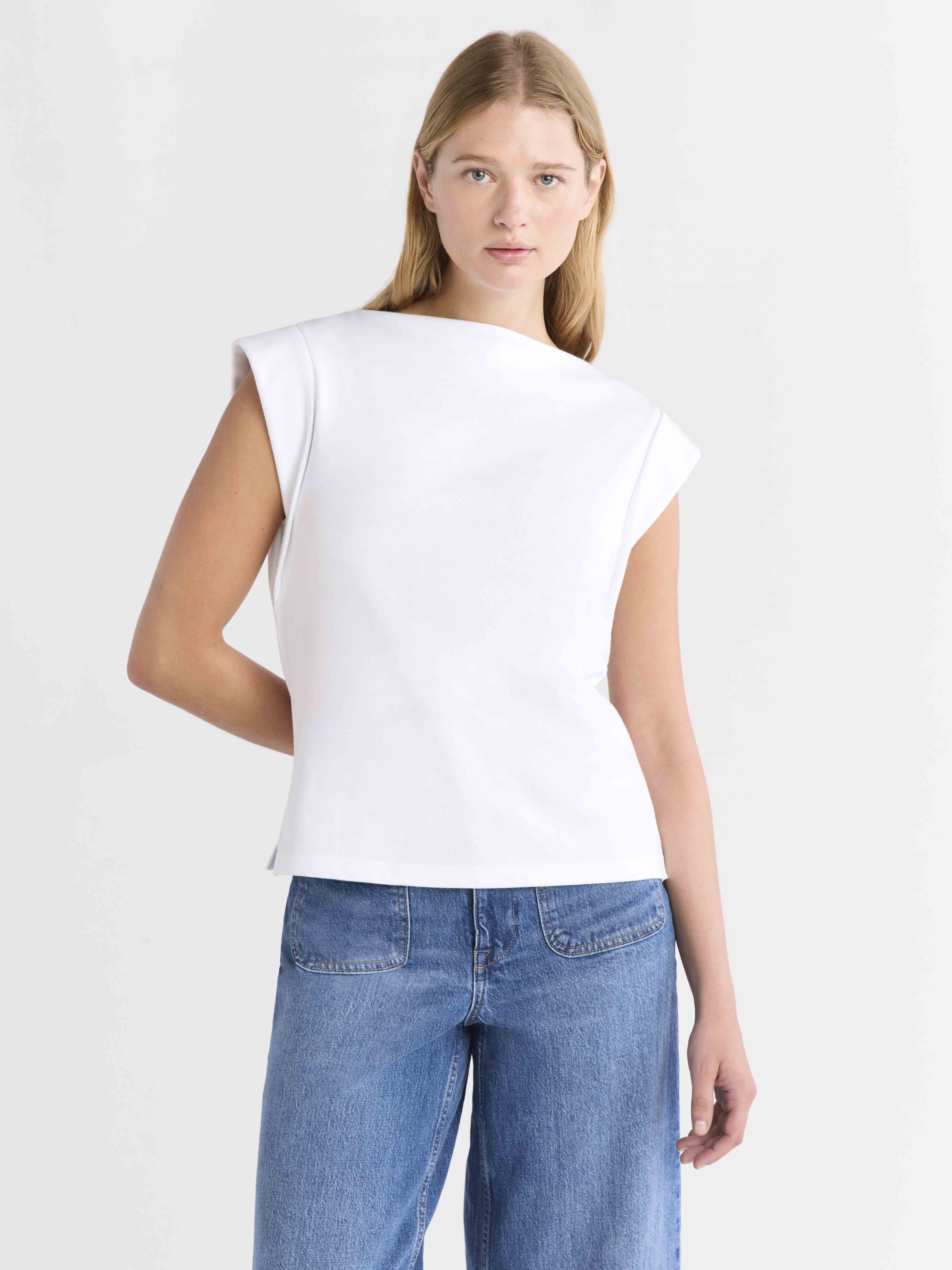 Free Assembly Women's and Women's Plus Cotton Boatneck Tee with Wide Cap Sleeves, Sizes XS-4X | Walmart (US)