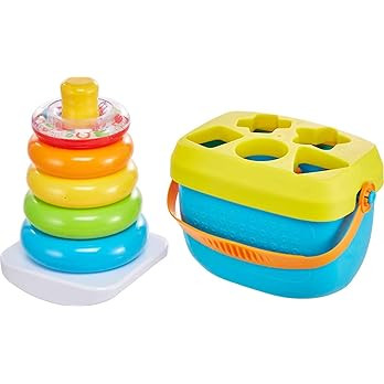 Fisher-Price Infant Toy Set with Baby’s First Blocks (10 Shapes) and Rock-a-Stack Ring Stacking... | Amazon (CA)