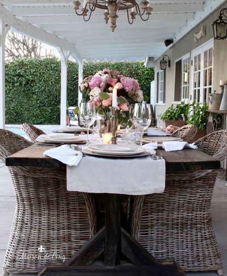 Outdoor dining set up!

#patiofurniture #diningtable #outdoordecor #homedecor 

#LTKhome #LTKSeasonal