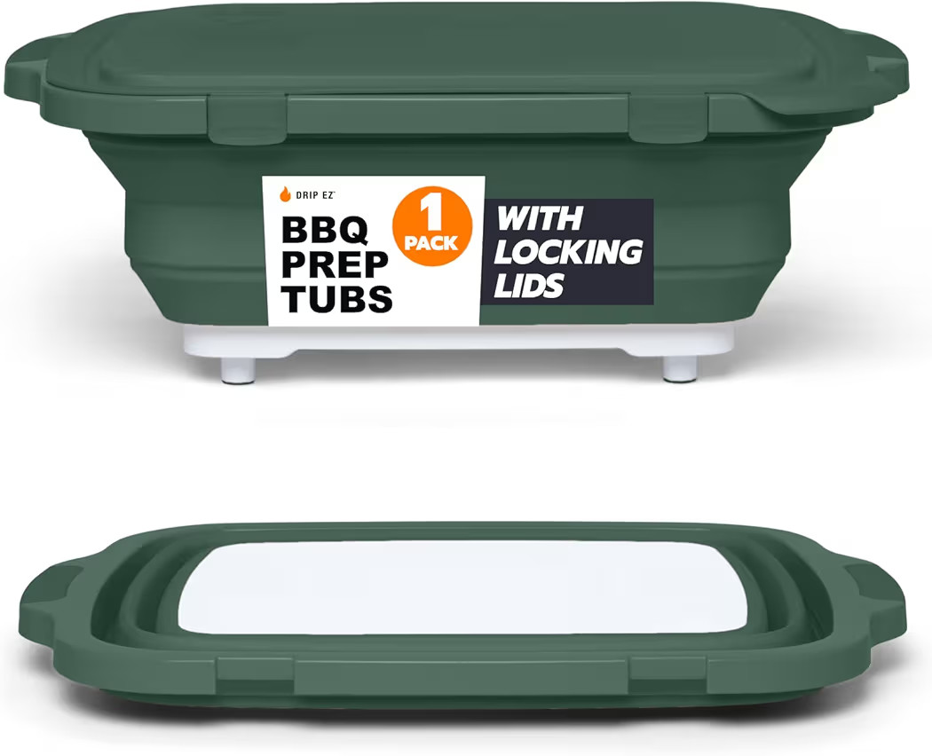 Drip EZ Collapsible BBQ Prep Tub - For Meal Prep Marinating Food Storage - Includes Cutting Board... | Amazon (US)