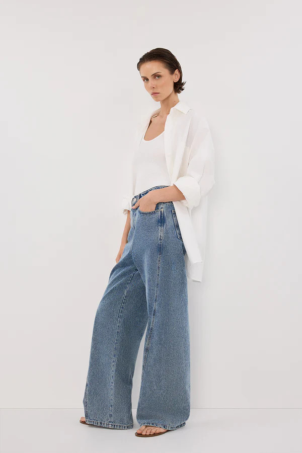 CARSON MID BLUE WIDE LEG JEAN | DISSH
