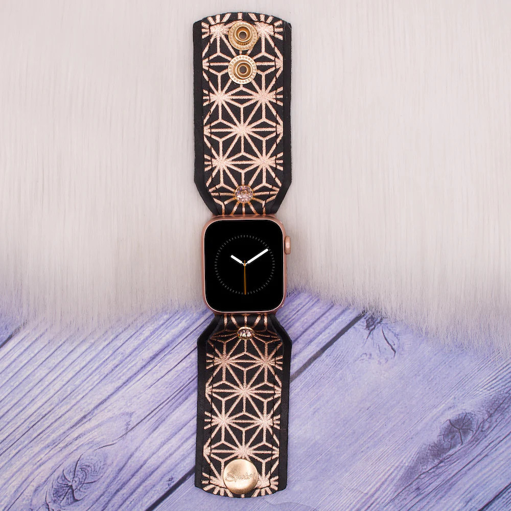 Luxe Black & Rose Gold Geometric Wallpaper Customizable Watchband | Sparkl