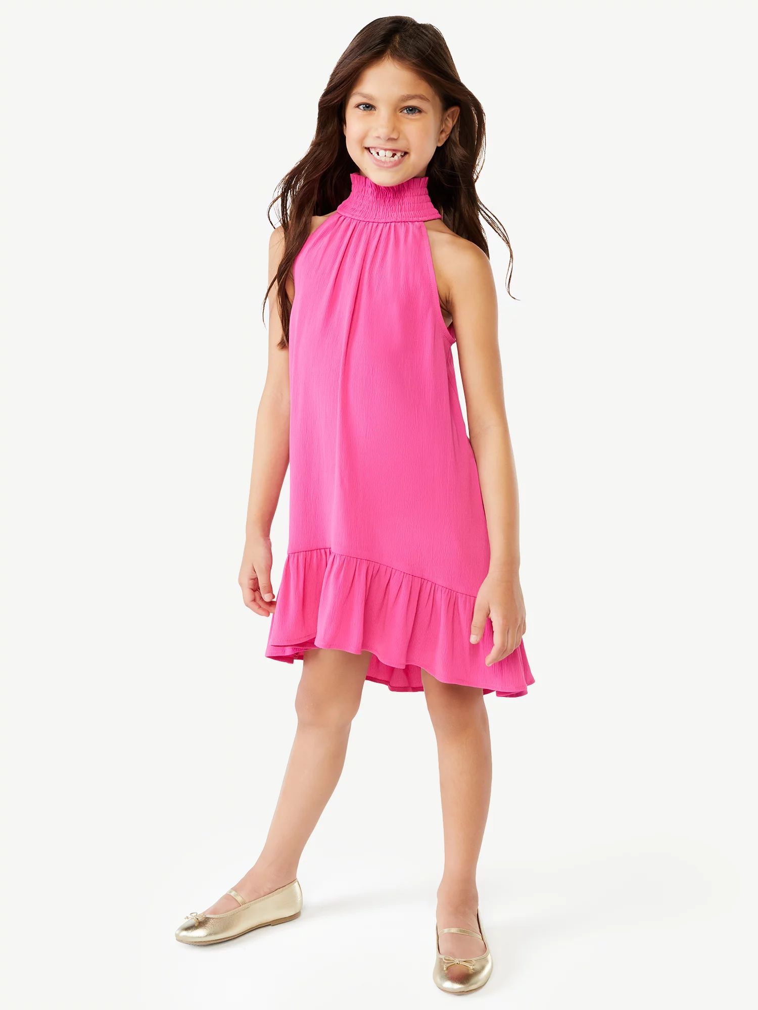 Scoop Girls Halter Dress with Tiered Hem, Sizes 4-12 - Walmart.com | Walmart (US)