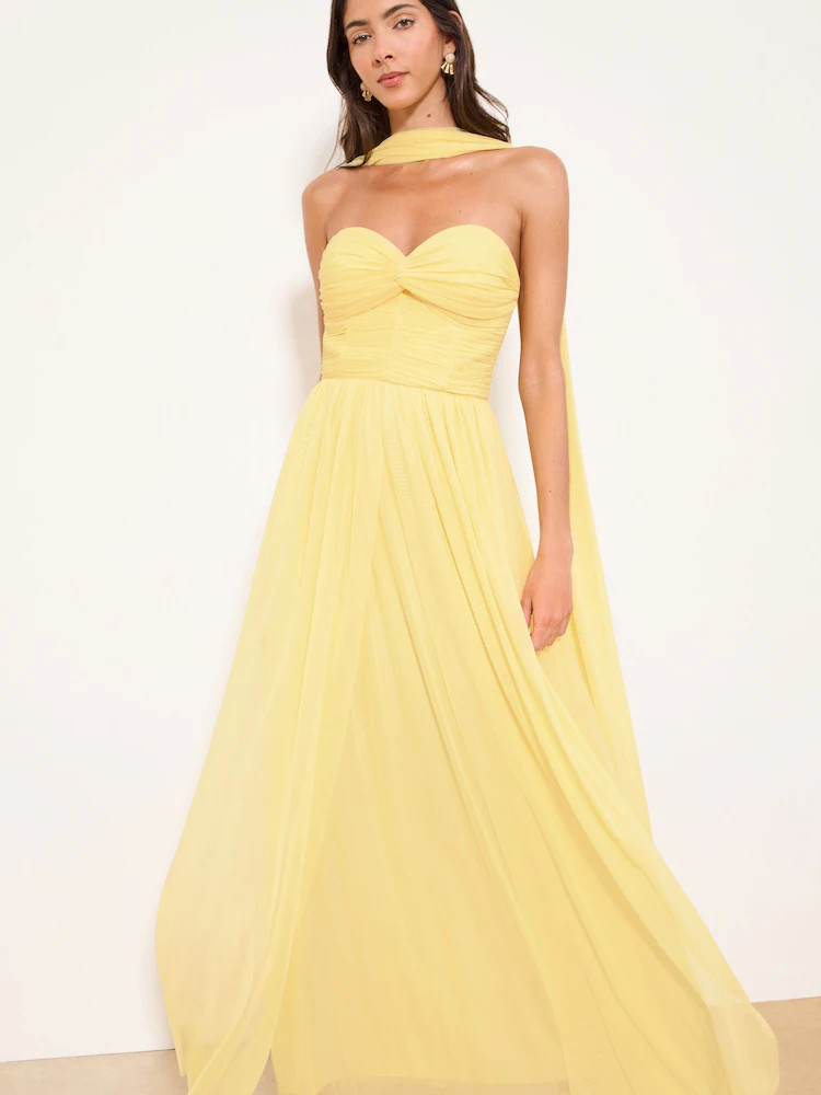 Lipsy Yellow Petite Birdesmaid Multiway Scarf Maxi Dress | Next US