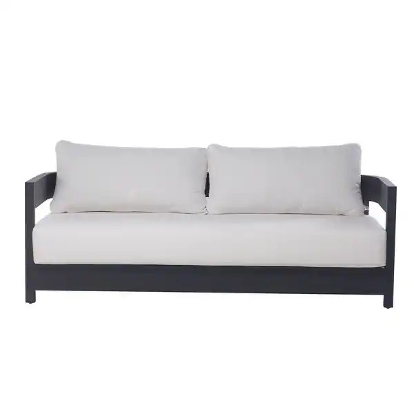 Abbyson Outdoor Santorini Modern Aluminum Sofa - Overstock - 31265137 | Bed Bath & Beyond