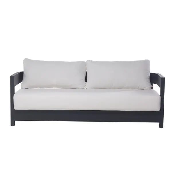 Abbyson Outdoor Santorini Modern Aluminum Sofa - Overstock - 31265137 | Bed Bath & Beyond
