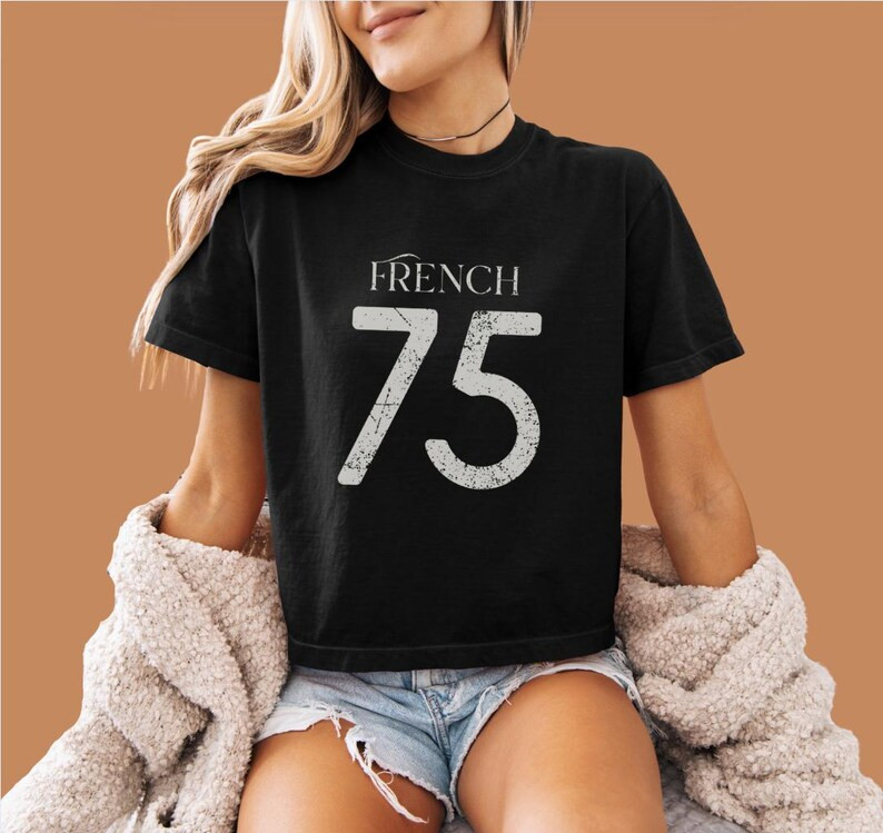 French 75 Tee - Fun Cocktail Vibes - Relaxed Boxy Cropped T-shirt - Etsy | Etsy (US)