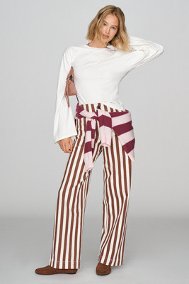 Colette Striped Full Length Wide Leg Pants | Anthropologie (US)