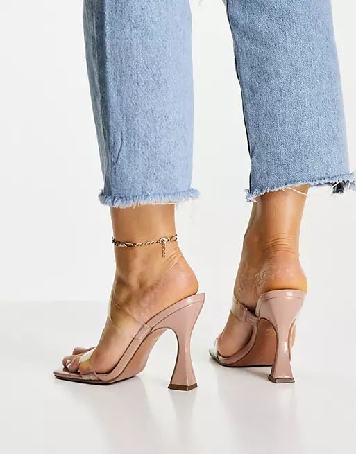 ASOS DESIGN Wide Fit Nasia heeled mules in clear | ASOS (Global)