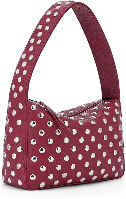 YFGBCX Studded Purses Black Shoulder Bag Y2K Purse for Women Handbag Soft Leather Fall Purse | Amazon (US)