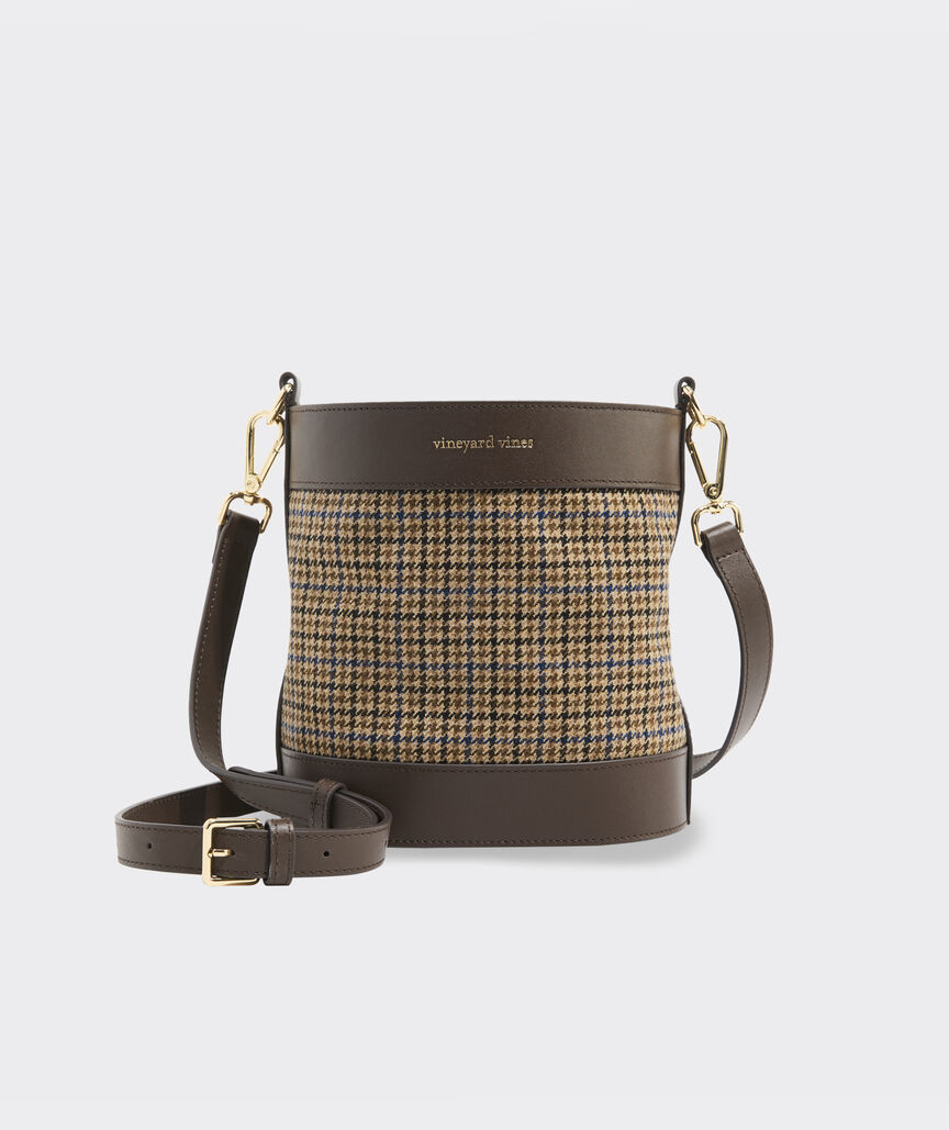 Tweed Leather Trim Crossbody Bucket Bag | vineyard vines