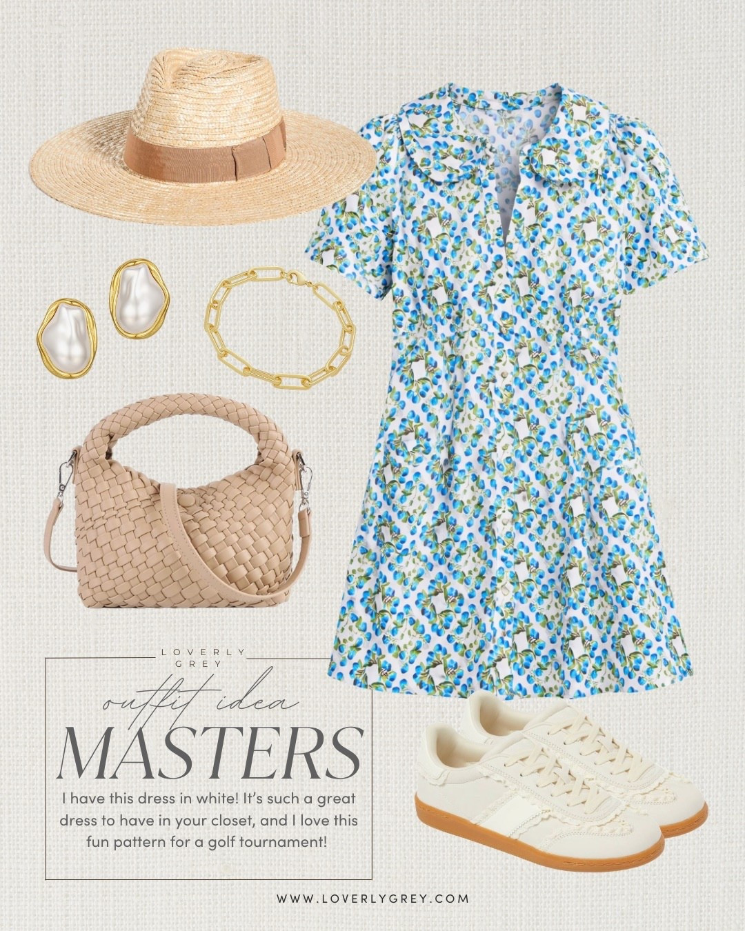 This green & blue pattern is so fun! This is such a great dress style from Anthro - love this for the Master’s! Paired it with these sneakers I have been loving from Target!

Loverly Grey, masters outfit inspo, golf tournament outfit ideas, spring dress, neutral sneakers, straw hat 

#LTKSeasonal