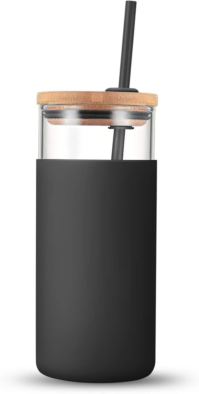 Tronco 24oz Glass Tumbler Glass Water Bottle Straw Silicone Protective Sleeve Bamboo Lid - BPA Fr... | Amazon (US)