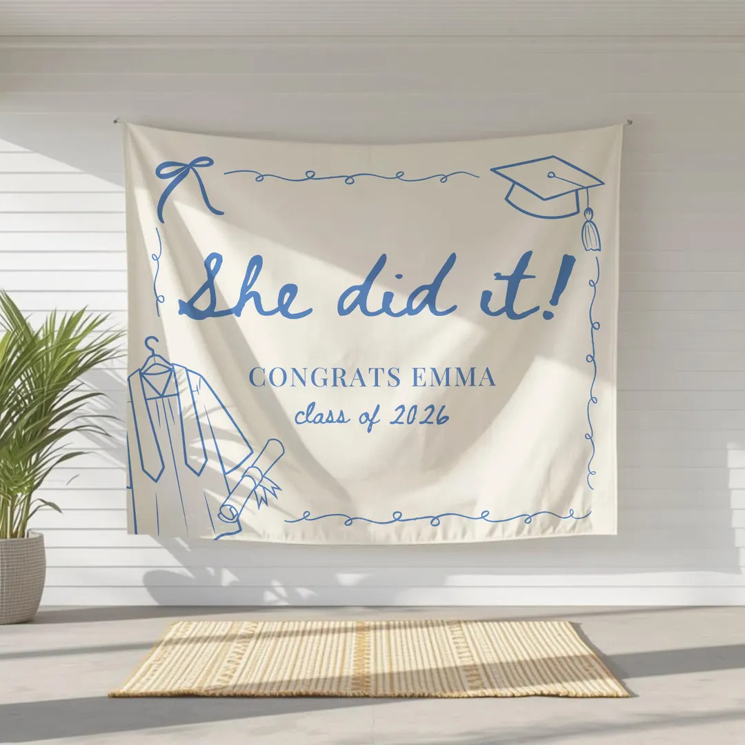 She did it graduation party banner, Graduation decor, Class of 2026, Graduation decorations, Grad... | Etsy (US)