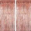 Click for more info about Fecedy 2pcs 3ft x 8.3ft Rose Gold Metallic Tinsel Foil Fringe Curtains Photo Booth Props for Birt...