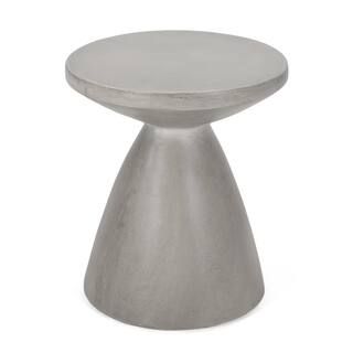 Laconia Concrete Finish Hourglass Stone Outdoor Side Table | The Home Depot