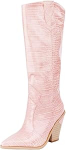 ARQA Womens Cowgirl Knee High Boots Western Cowboy Wide Calf Boot Wedge Heel Cowgirls Combat Boot... | Amazon (US)