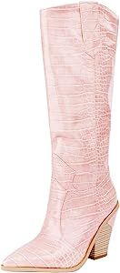 ARQA Womens Cowgirl Knee High Boots Western Cowboy Wide Calf Boot Wedge Heel Cowgirls Combat Boot... | Amazon (US)