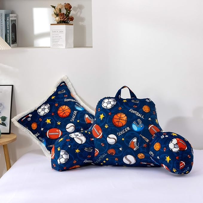 Btargot Reading Pillow Bed Wedge Cartoon Ball Kid Backrest Lounge Cushion with Arms | Back Suppor... | Amazon (US)