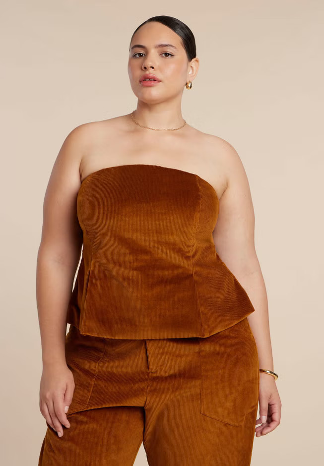 Corduroy Peplum Bustier | Eloquii