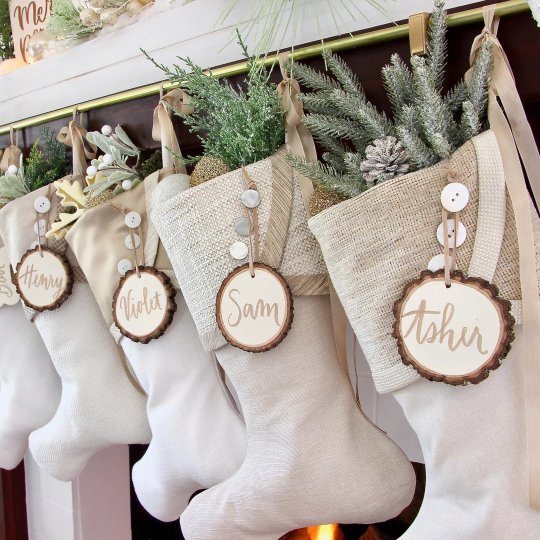 Shimmery White Christmas Stockings — Shipping Included! | Etsy (US)