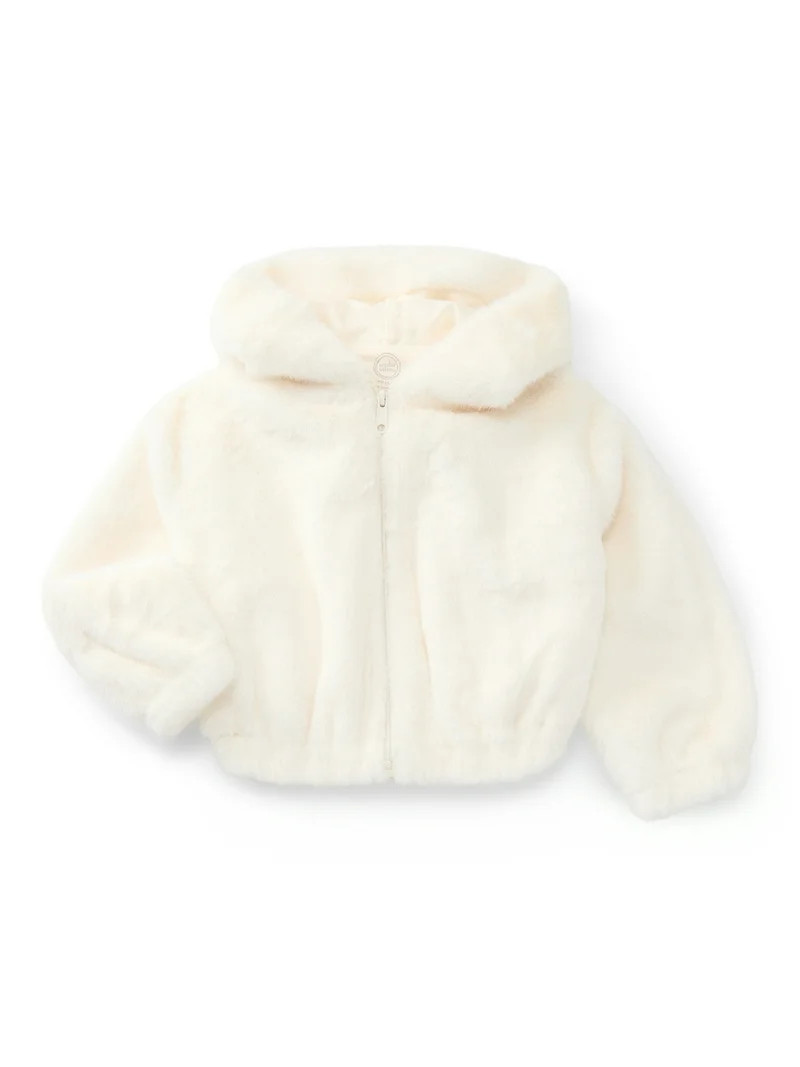 Wonder Nation Girls Faux Fur Zip Up Hoodie Jacket, Sizes 4-18 & Plus | Walmart (US)