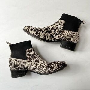 [buttero] western calf hair ankle chelsea booties black & white 37 | Poshmark