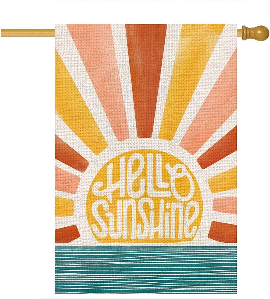 HELLO SUNSHINE House Flags for Outdoor, Summer Sunshine Yard Flags for Outside,Seasonal Decorativ... | Amazon (US)