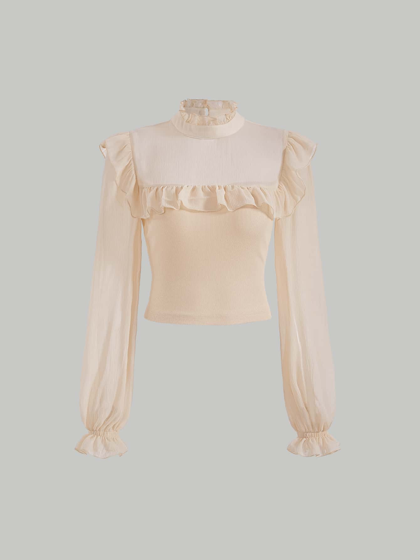 SHEIN MOD Frill Trim Flounce Sleeve Ruffle Detail Top | SHEIN