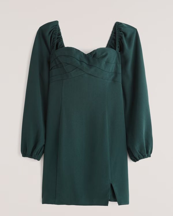 Long-Sleeve Draped Bodice Mini Dress | Abercrombie & Fitch (US)