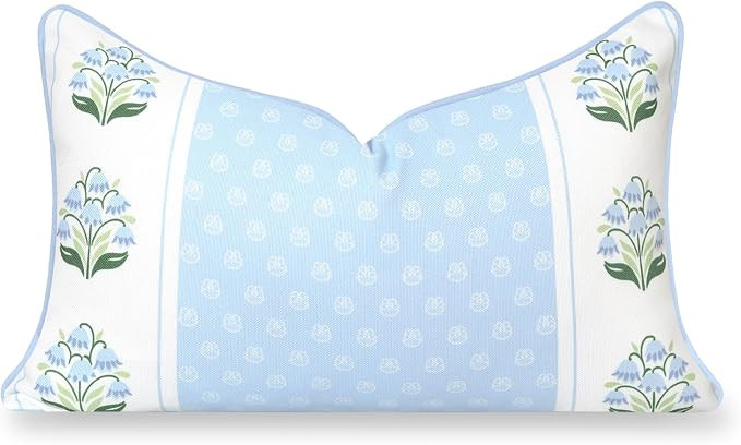 Hofdeco Premium Grandmillennial Coastal Hampton Patio Indoor Outdoor Lumbar Pillow Cover Only, 12... | Amazon (US)