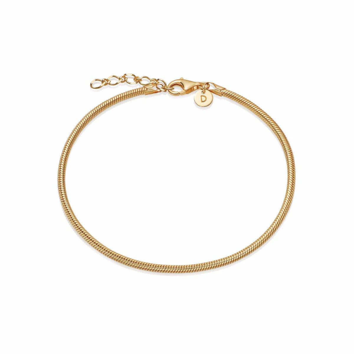 Round Snake Chain Bracelet 18ct Gold Plate | Daisy London Jewellery